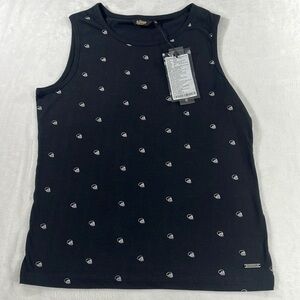 The Roadster Life Co‎ Skulls Womens M 100% Cotton Novelty Black Sleeveless Shirt